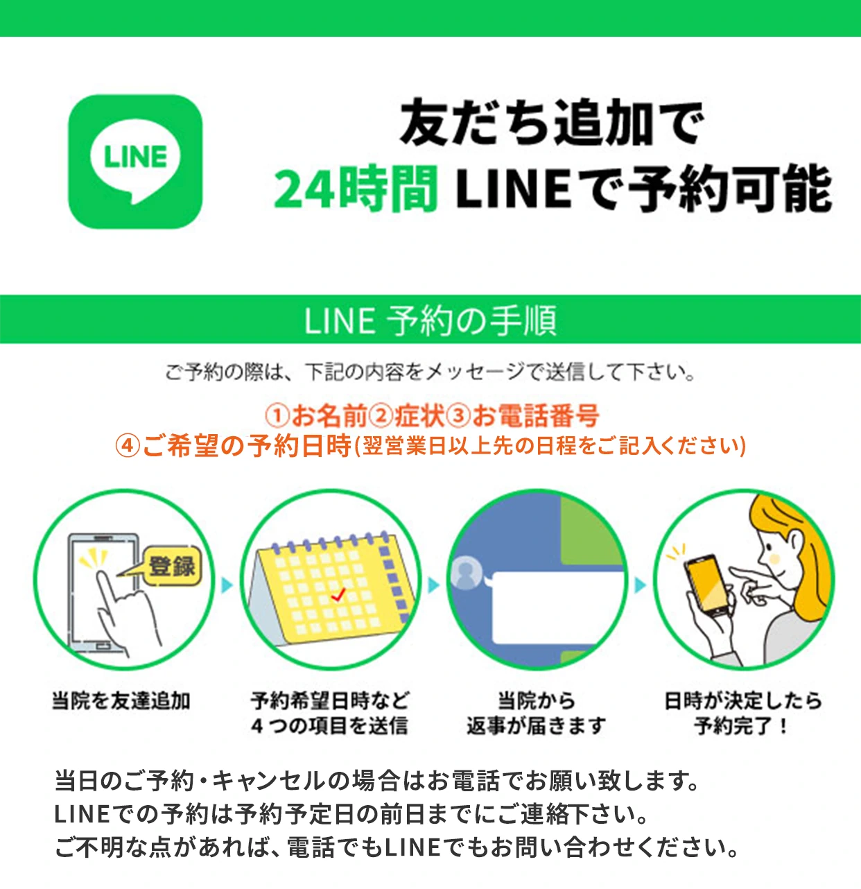 LINE公式から予約する説明画像
